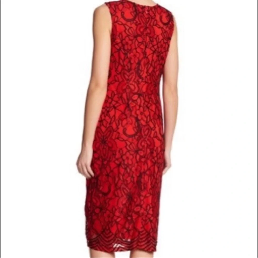Sharagano Lace Red BlackTank Dress Sz 6P - Picture 3 of 7